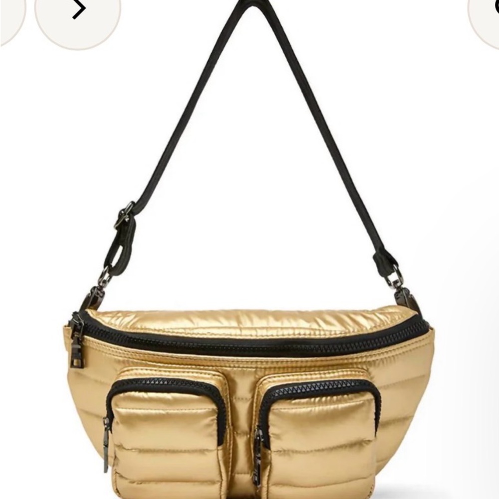 Think Royln Double Down Quilted Crossbody Fanny Pack - Pearl Mineral Gold